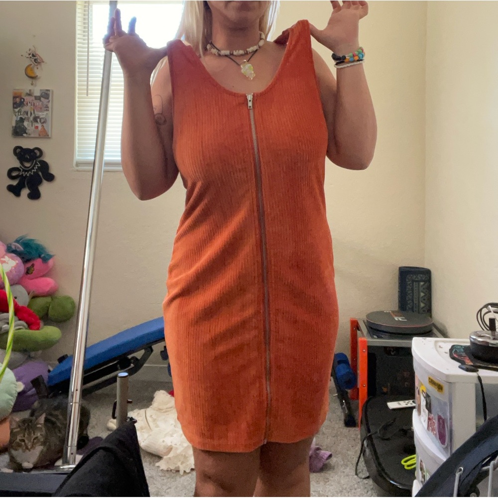 Orange Zip up dress